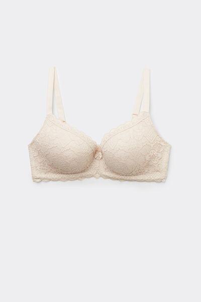 Cream Tiziana Lace Triangle Bra, Silk, large image number 12