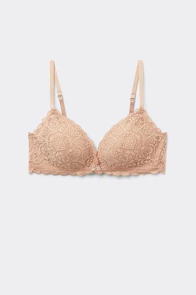 Beige Tiziana Lace Triangle Bra, Soft Beige, medium