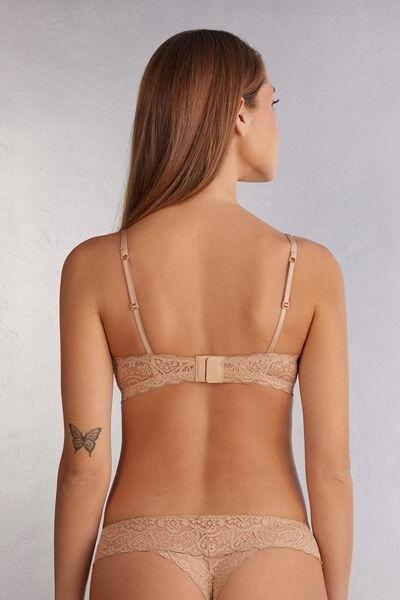 Beige Tiziana Lace Triangle Bra, , large image number 3