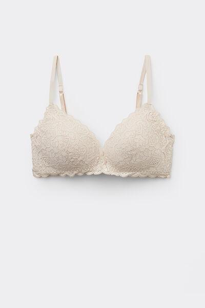 Cream Tiziana Lace Triangle Bra, , large image number 1