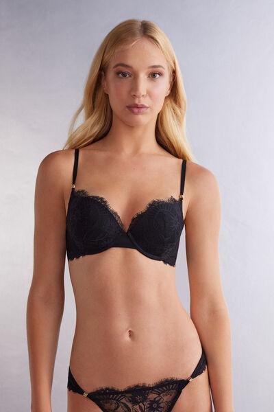 Intimissimi Black Elettra Sensual Flowers Super Push Up Bra Azadea Uae