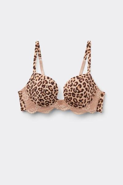 Brown Animal Print Pretty Savage Push-Up Bra, , large image number 1