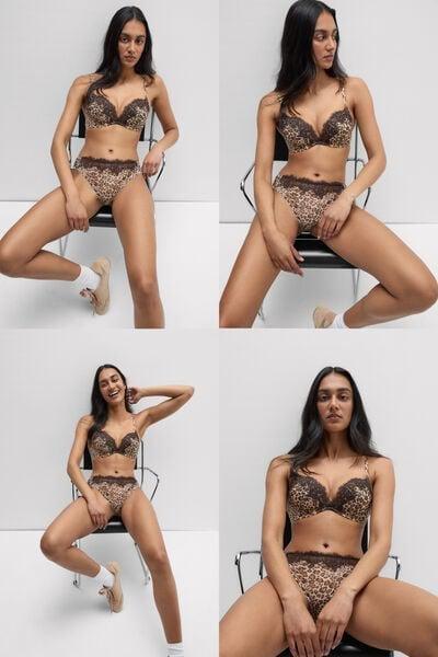 Brown Simply Iconic Animal Print Monica Tulle Push-Up Bra, 5601_061K, large image number 0