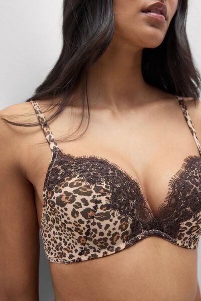 Brown Simply Iconic Animal Print Monica Tulle Push-Up Bra, 5601_061K, large image number 5