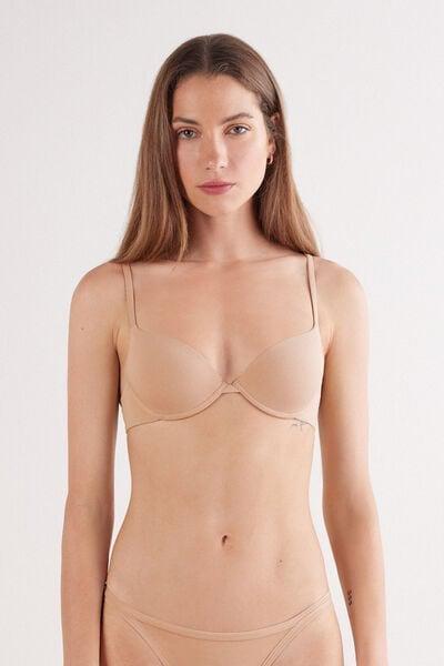 Beige Sensual Attitude Push-Up Cotton Bra, Soft Beige, medium