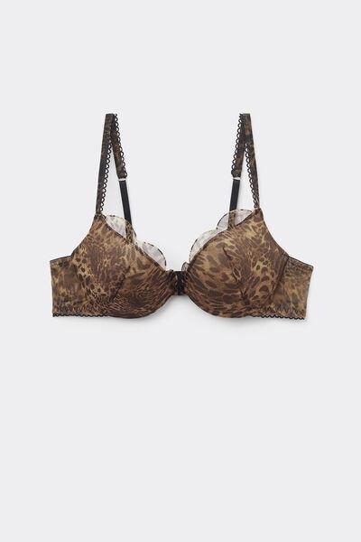 Brown Animal Print Super Push-Up Bra, 5601_847J, large image number 4