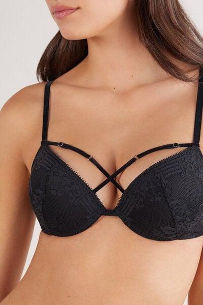 Black La Femme Fatale Super Push-Up Lace Bra, Black, large image number 5