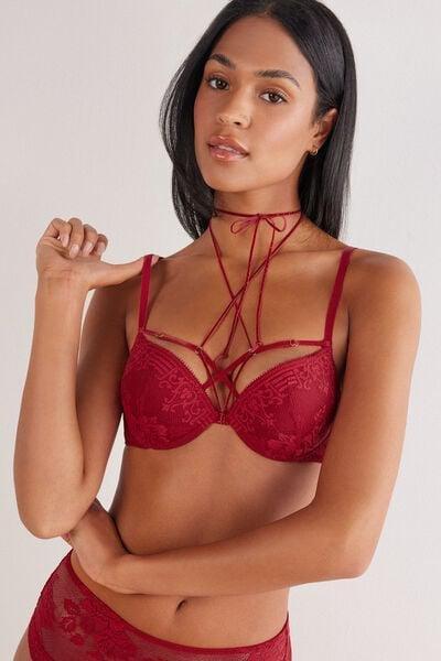 Red La Femme Fatale Simona Super Push-Up Bra, Wax Red, medium