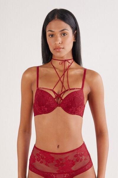 Red La Femme Fatale Simona Super Push-Up Bra, Wax Red, large image number 1