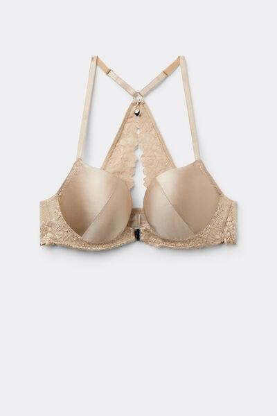 Beige Monica Silky Flowers Silk And Lace Push-Up Bra, 5601_447J, large image number 2