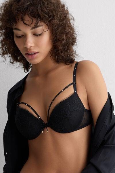 Black Flirt Fearlessly Simona Super Push-Up Bra, Black, large image number 5