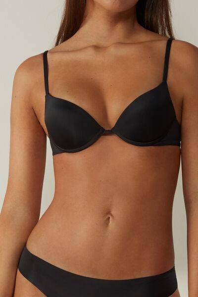 Black Simona Microfibre Super Push-Up Bra, , large image number 1
