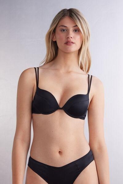 Black Simona Silk Super Push-Up Bra, , medium