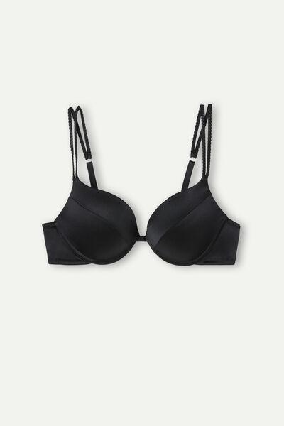 Black Simona Silk Super Push-Up Bra, , large image number 4