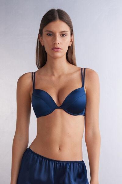 Blue Simona Silk Super Push-Up Bra, , large image number 0