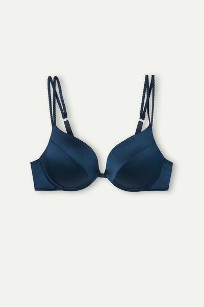 Navy Super Push-Up Silk Bra, Intense Blue, large image number 3