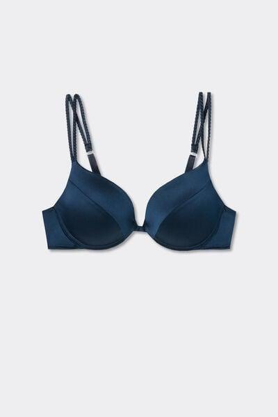 Navy Super Push-Up Silk Bra, Intense Blue, large image number 4