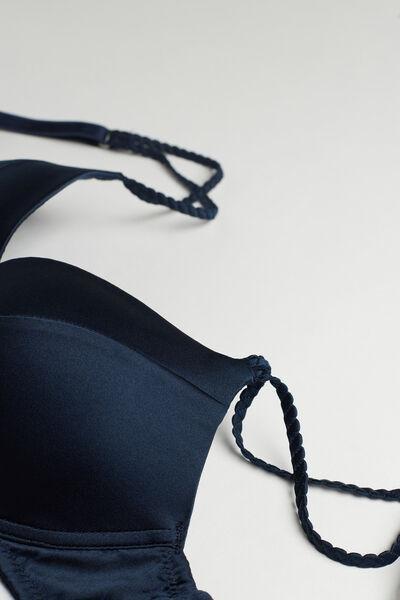 Navy Silk Push-Up Bra, , large image number 4