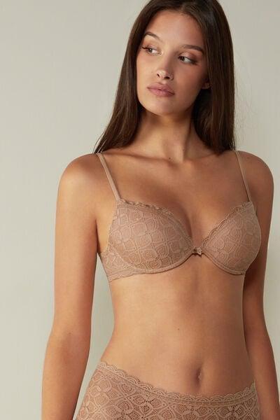 Beige Bellissima Lace Push-Up Bra, Soft Beige, large image number 1
