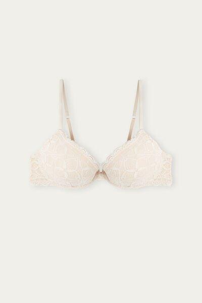 White Silk Bellissima Lace Push-Up Bra, Silk, large image number 2
