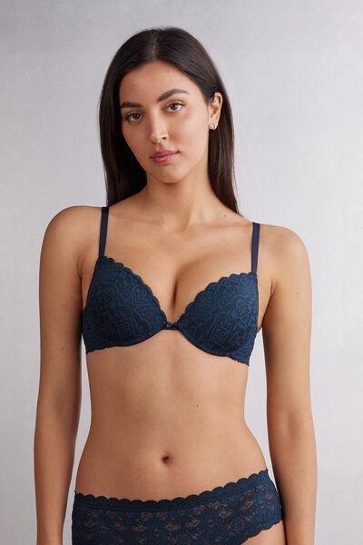 Navy Simona Super Push-Up Lace Bra, Intense Blue, medium