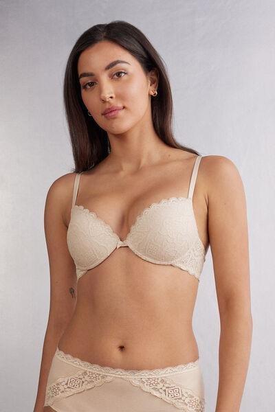 Cream Simona Lace Super Push-Up Bra, Silk, medium