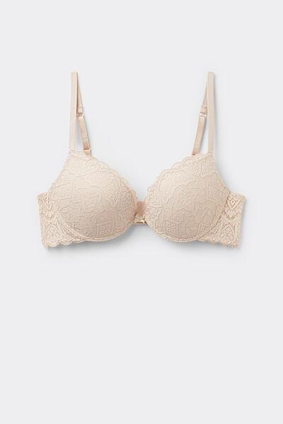 Cream Simona Lace Super Push-Up Bra, Silk, medium