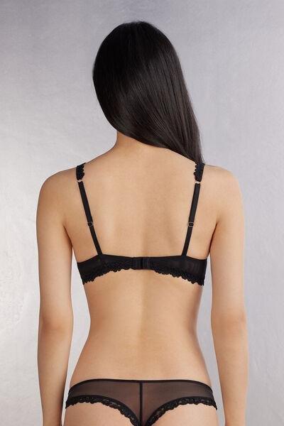 Black Pretty Flowers Super Push-Up Bra, Black, large image number 3