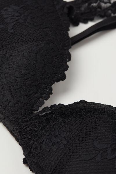 Black Pretty Flowers Super Push-Up Bra, Black, large image number 4