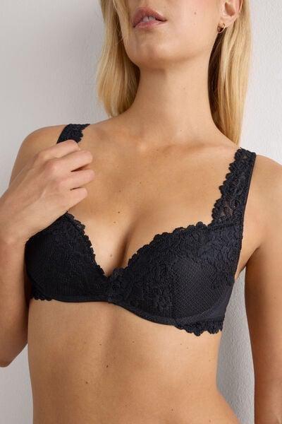 Black Pretty Flowers Super Push-Up Bra, Black, large image number 5