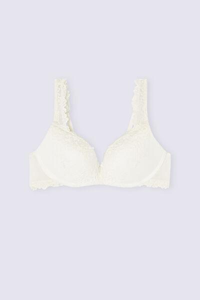 White Embroidered Super Push Up Bra, Powder White, large image number 2