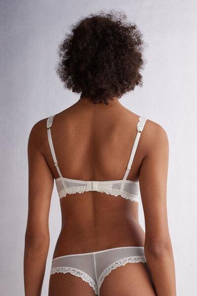 White Embroidered Super Push Up Bra, Powder White, large image number 3