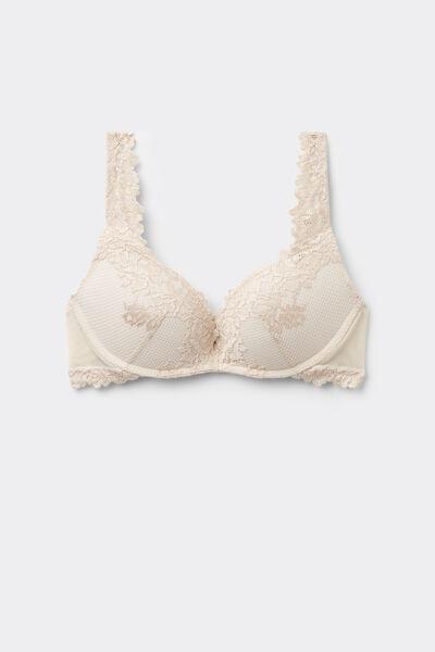 Cream Pretty Flowers Super Push-Up Bra, , large image number 2