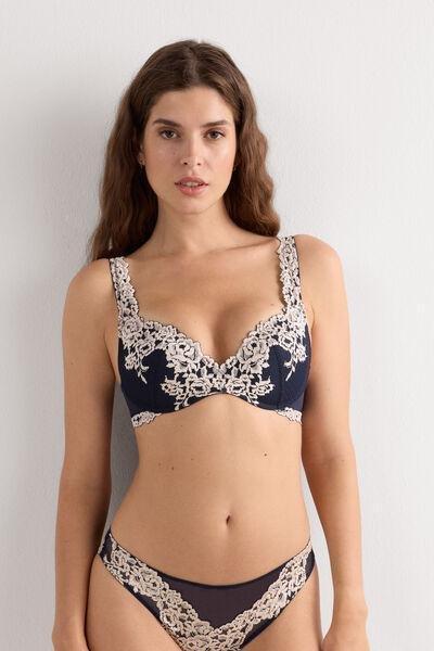 Multicolour Super Push-Up Bra, Intense Blue/vanilla, medium