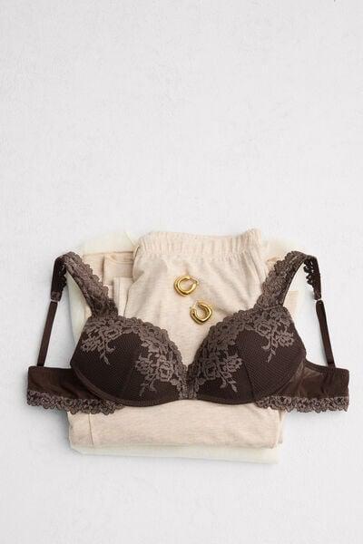 Brown Pretty Flowers Gioia Super Push-Up Bra, 5601_705J, large image number 0