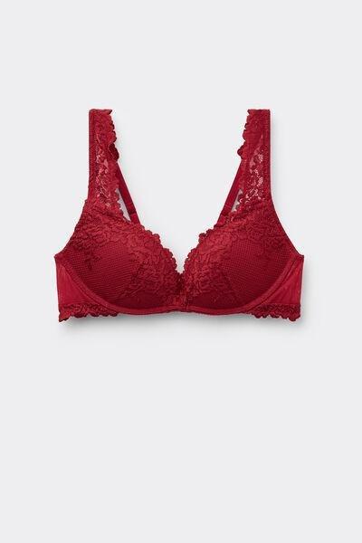 Red Pretty Flowers Super Push-Up Bra, Wax Red, large image number 5
