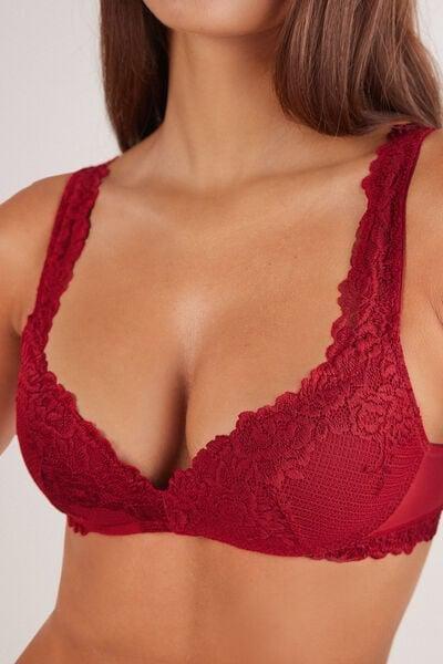 Red Pretty Flowers Super Push-Up Bra, Wax Red, large image number 7