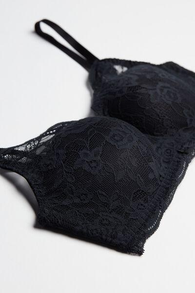 Black Fabiola Lace Push Up Bra, , large image number 5