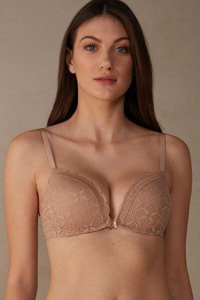 Beige  Silvia Lace Push-Up Bra, Soft Beige, large image number 0