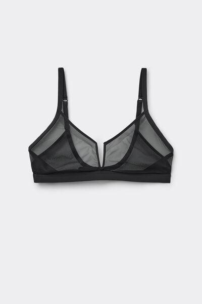 Black Invisible Touch Triangle Bra, Black, large image number 3