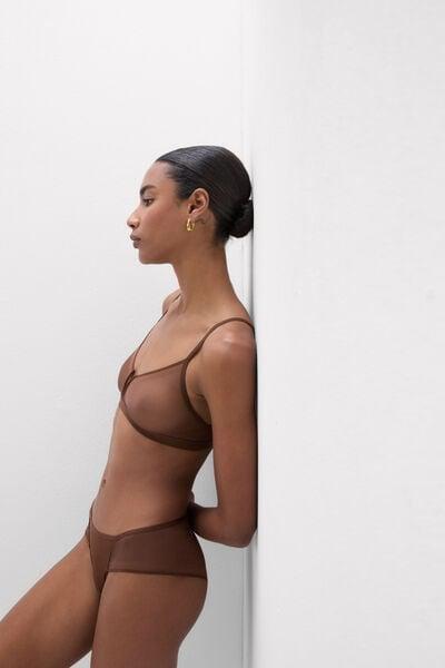 Brown Invisible Touch Tulle Triangle Bra, 5601_876J, large image number 0