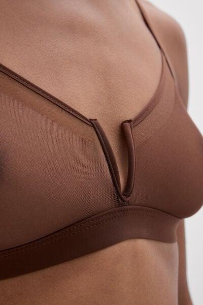 Brown Invisible Touch Tulle Triangle Bra, 5601_876J, large image number 5