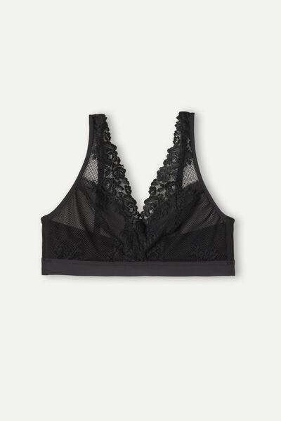 Black Pretty Flowers Triangle Bra, , large image number 2