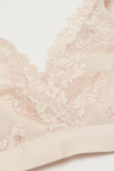 Cream Unpadded Triangle Bra, Silk, large image number 5