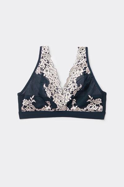 Blue Pretty Flowers Triangle Bra, Intense Blue/vanilla, large image number 2