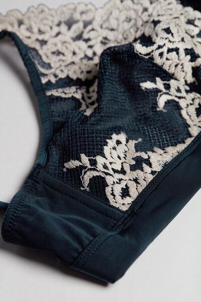 Blue Pretty Flowers Triangle Bra, Intense Blue/vanilla, large image number 4