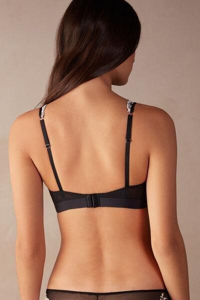 Black Pretty Flowers Triangle Bra, Black/ivory, large image number 4