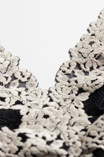 Black Pretty Flowers Triangle Bra, Black/ivory, large image number 7
