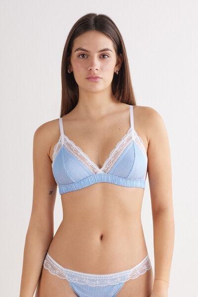 Blue Canvas Triangle Bra, , large image number 0