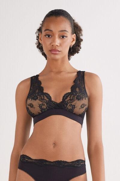 Black Your Everyday Wear Floral Lace Triangle Bra, , large image number 0
